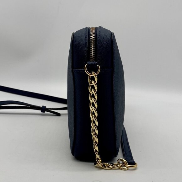 Michael Kors Navy Blue Leather Large Jet Set East West Crossbody Bag - Picture 4 of 11